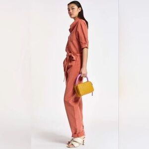 Essential Antwerp Rust Orange Denim Jumpsuit with Belt Size 8